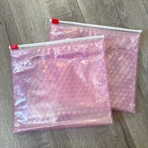 NEW Glossier SET of 2 Pink Padded Bubble Makeup Pouches Large